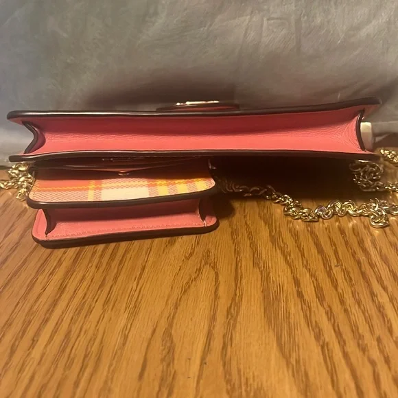 Coach Poppy Crossbody With Garden Plaid Print Gold/Taffy Multi - Picture 6 of 7